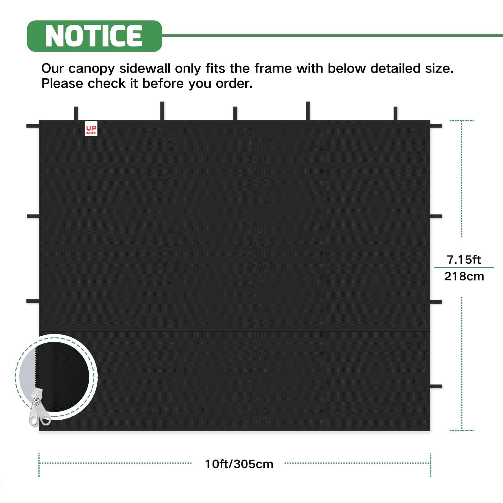 Acepic 3 Pezzi Pannelli Laterali per Gazebo 3x3m, Tessuto Oxford 210D Impermeabile, da Giardino, Esterni, Feste, Bianco(Tenda a baldacchino NON inclusa) (Nero, 3PCS)