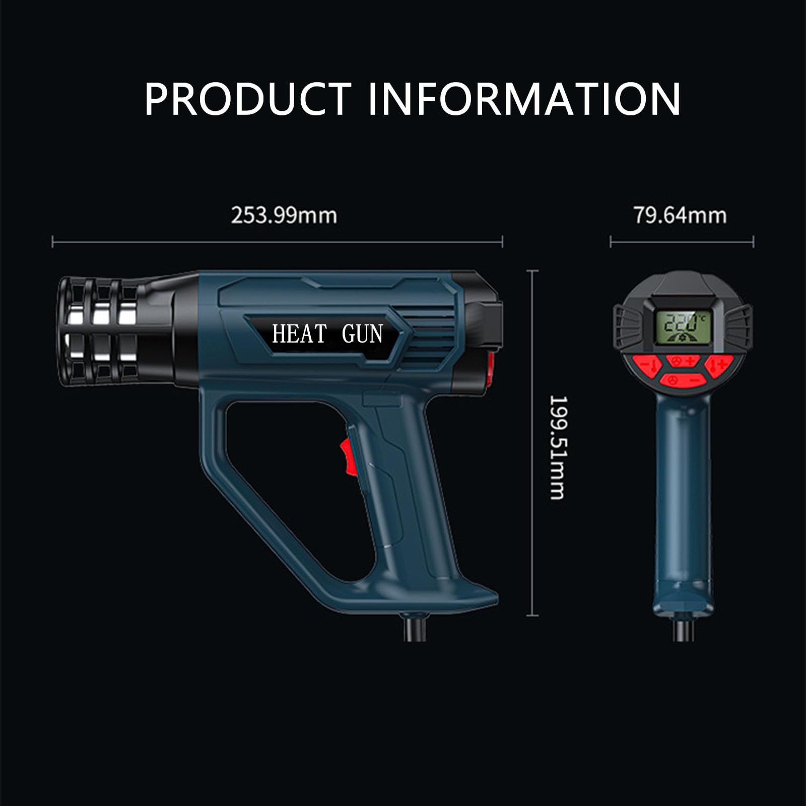 Pistola De Calor De 2500 W Con Pantalla LCD Digital - Control Preciso De La Temperatura, Protección Contra Sobrecalentamiento, 4 Boquillas Para Tubos Termorretráctiles, Decapado De Laca