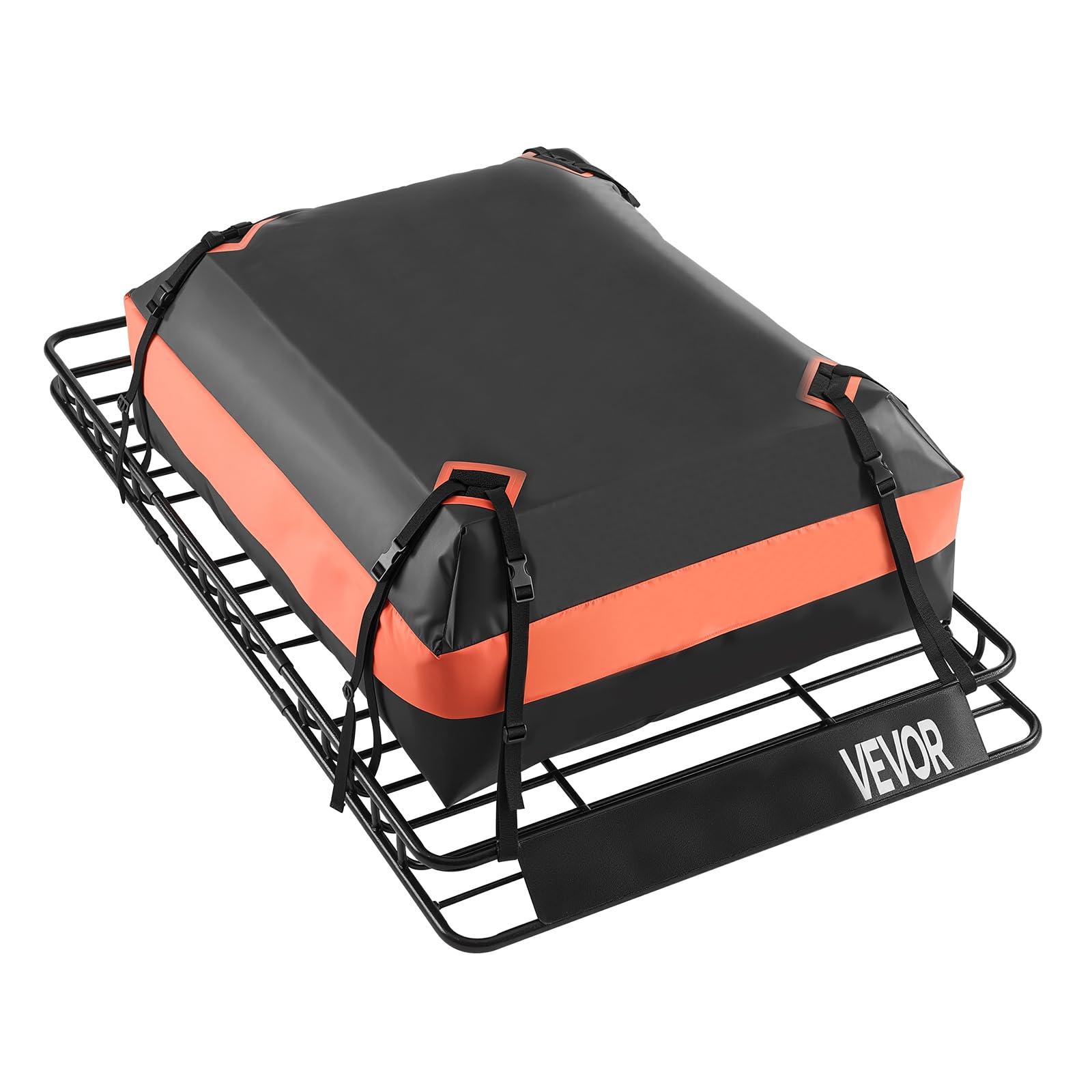 VEVOR Cesta para Portaequipajes de Techo 162,5x99x10,5 cm Soporte de Equipajes Universal con Bolsa de Carga 112x87x26 cm Correas de Trinquete Carga Máxima de 113,4 kg para SUV, Camión, Coche
