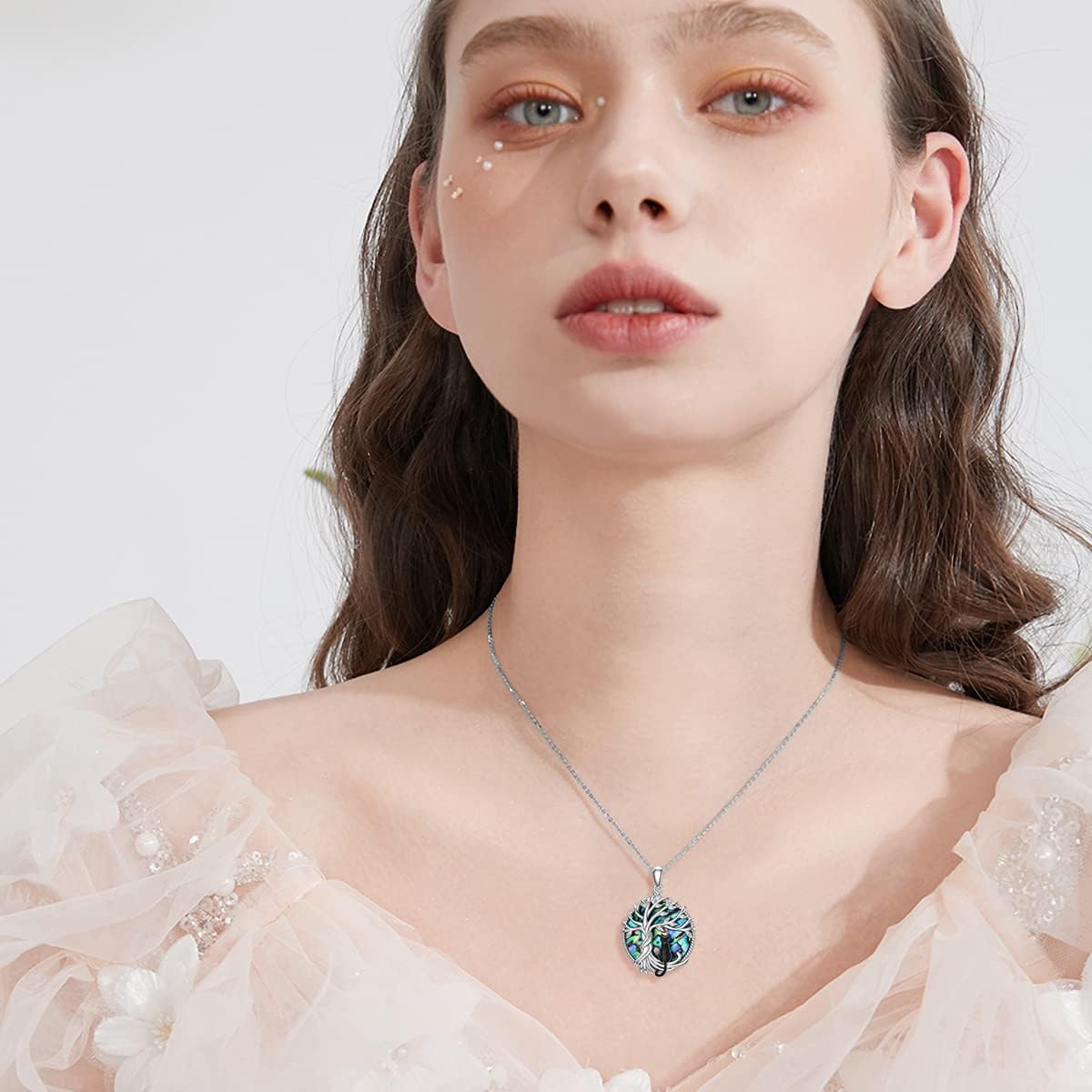 TOUPOP Cat Gifts for Cat Lovers Sterling Silver Cute Cats Tree of Life Pendant Necklace with Blue Circle Crystal Birthday Christmas Jewelry Gifts for Women - Image 2