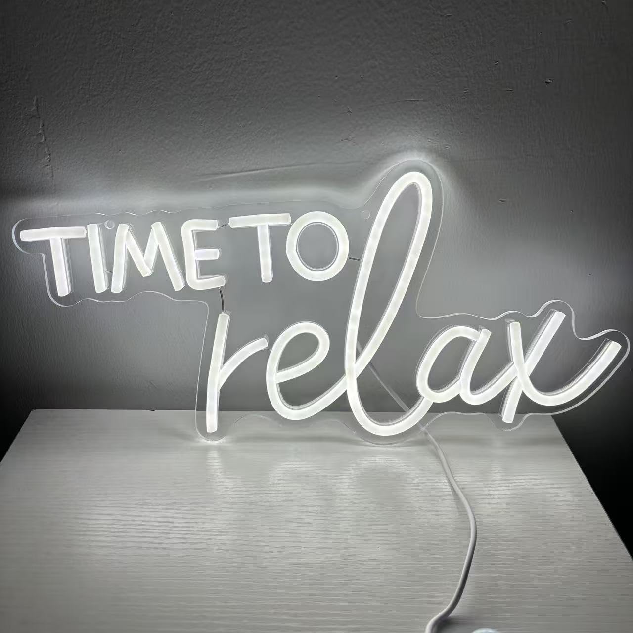 Neonowy znak Time to Relax, salon piękności, spa, sklep, dekoracja ścienna