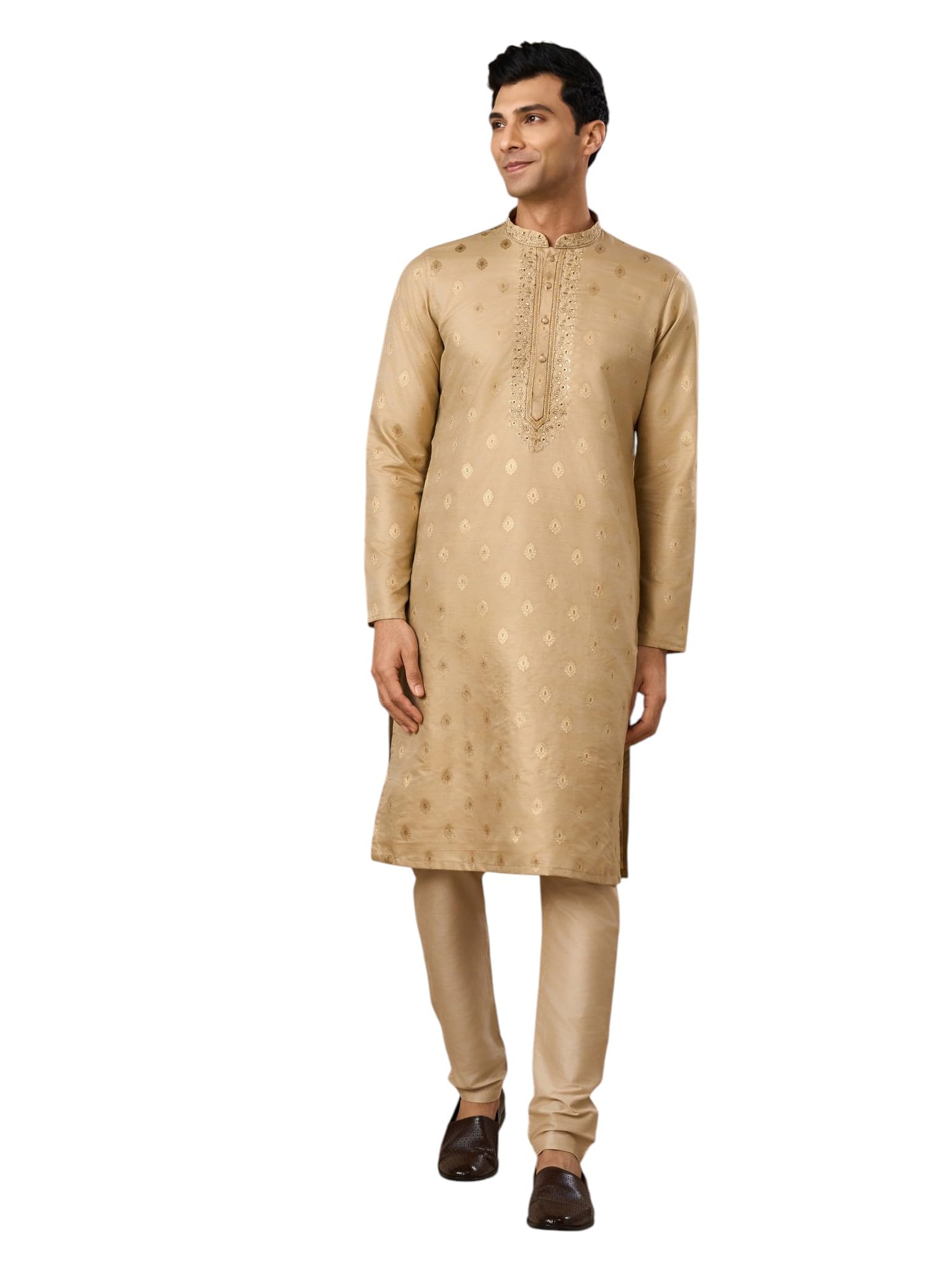 Men's Art Silk Self-Textured Buttoned Kurta Pyjama Set (2pcs)-image-22