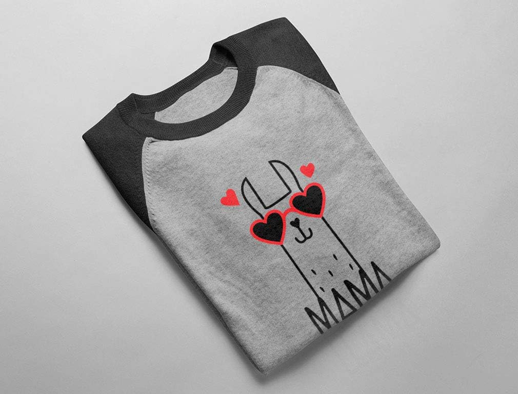 Tstars Mama Llama Shirt for Women Mom Birthday Shirts Llamas Gifts Funny Mothers Day Womens Raglan T-Shirt