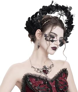 DEVIL SHACKLES Gothic Vintage Feather Flower Headband Black Feather Niche Dark Style Hair Accessory
