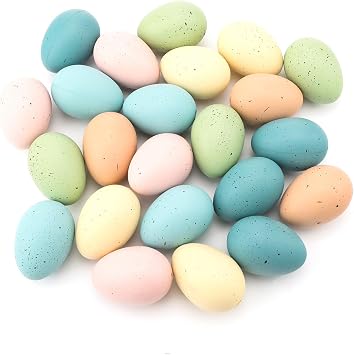 24 Speckled Easter Eggs 2.4 Inch Decorative Pastel Eggs Bowl and Vase Filler Plastic Easter Egg for Spring Indoor Table Centerpiece Decoration DIY Easter Wreath