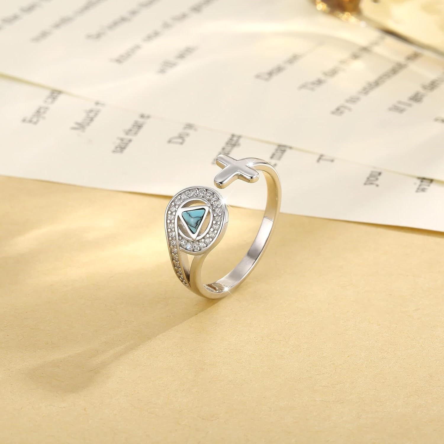 Sterling Silver Sobriety Ring Adjustable Sober Rings Encouragement Motivational Inspirational Jewelry Gift for Women