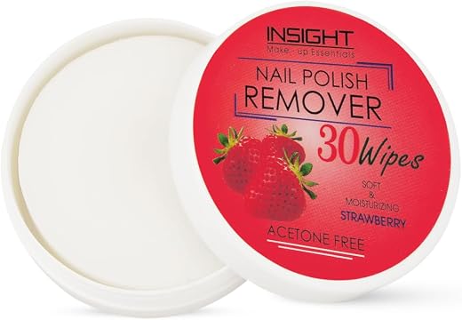 INSIGHT Nail Polish Remover Wipes Strawberry (30 Wipes) – Vitamin E Enriched, Hydrates Nails &amp; Moisturizes Cuticles, Trave...