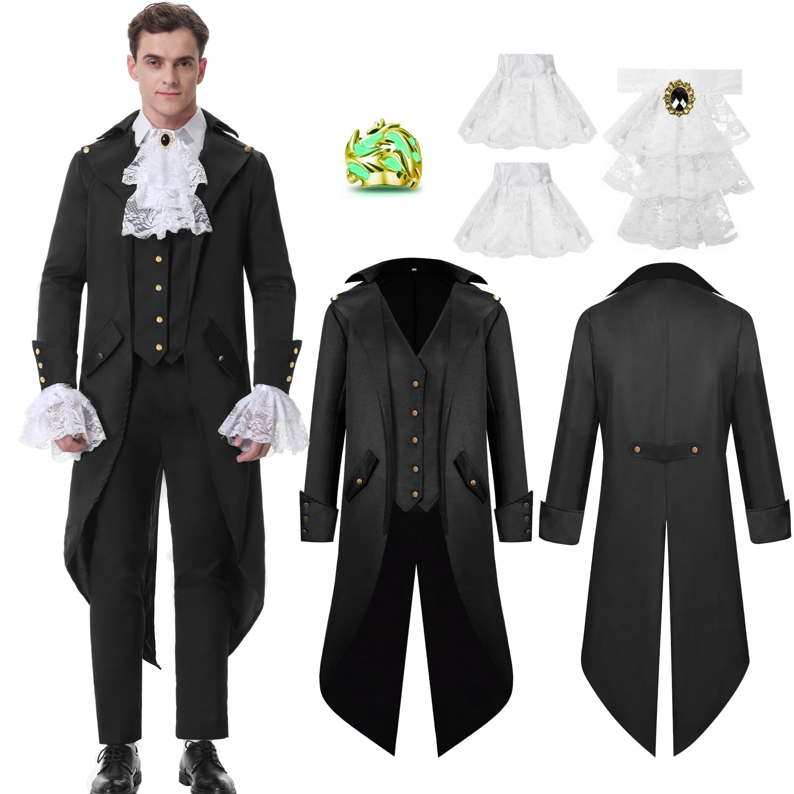 IEEILULU Disfraz Medieval Hombre, Disfraces de Chaqueta Victoriana Medieval, Uniforme Renacentista, Disfraces de Vintage Medieval Gótico para Fiesta de Halloween Cosplay