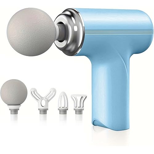 Massage Gun, Electric Massager, Suitable for Whole Body to Relieve Fatigue, Replaceable Massage Head Impact Massager, The Best Choice for Gift Giving (Blue)