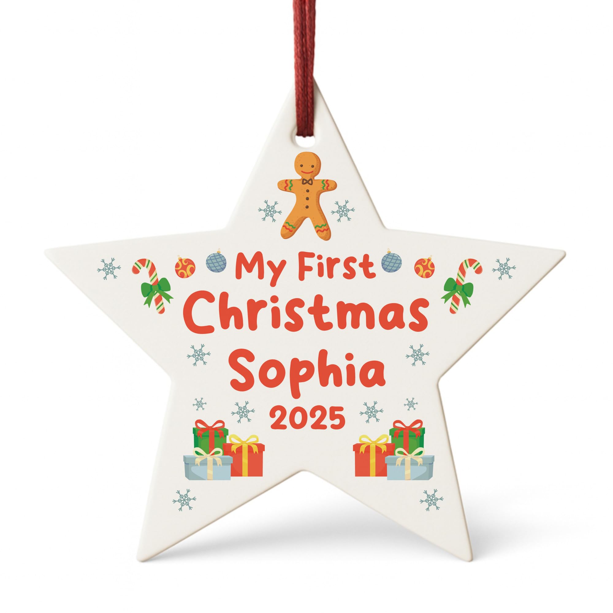 Red Ocean My First Christmas Star Decoration Personalised Acrylic Star Ornament For Baby Boy Baby Girls Babys 1st Christmas Decoration Keepsake