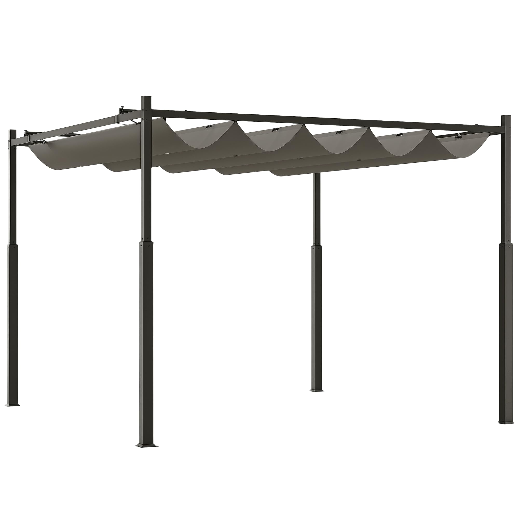Outsunny 3 X 3(m) Pergola With Retractable Roof - 80mm Metal Column - Grey  | TJ Hughes