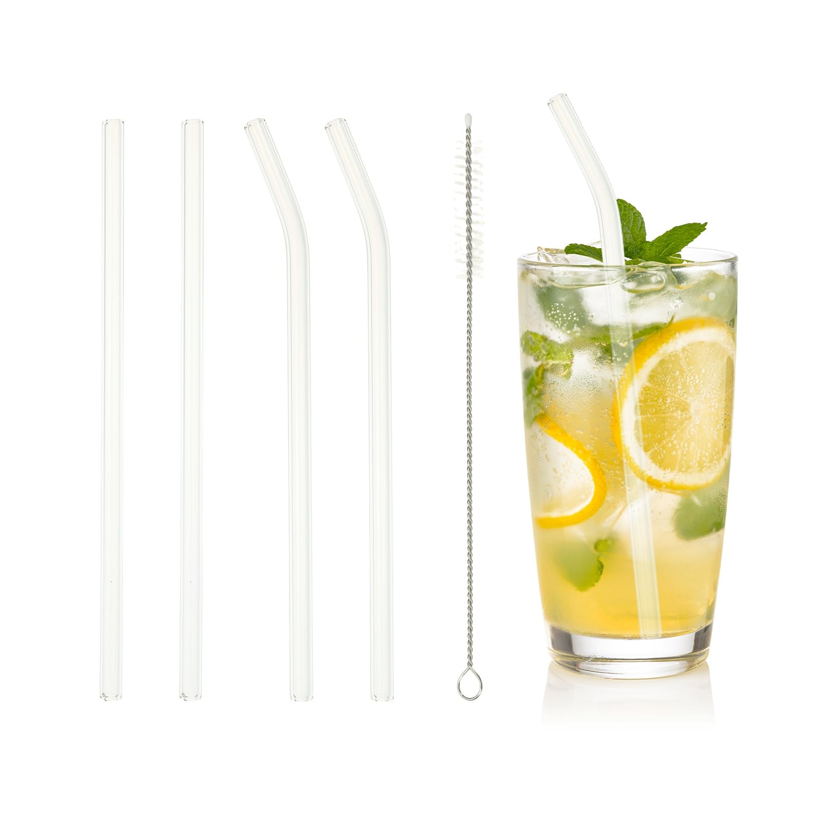 Pailles en verre pour café et cocktail lot de 4 pailles transparentes résistantes 20cm