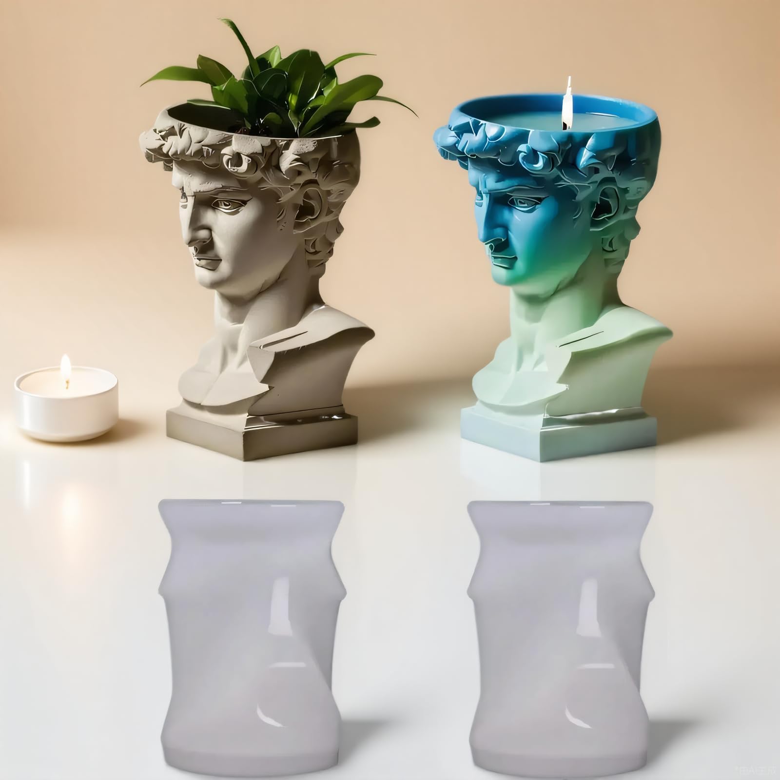David Head Vase Jar Silicone Mold, DIY Handmade Human Body Sculpture Flower Pot Resin Mold Plaster Craft Casting Mold Home Decoration