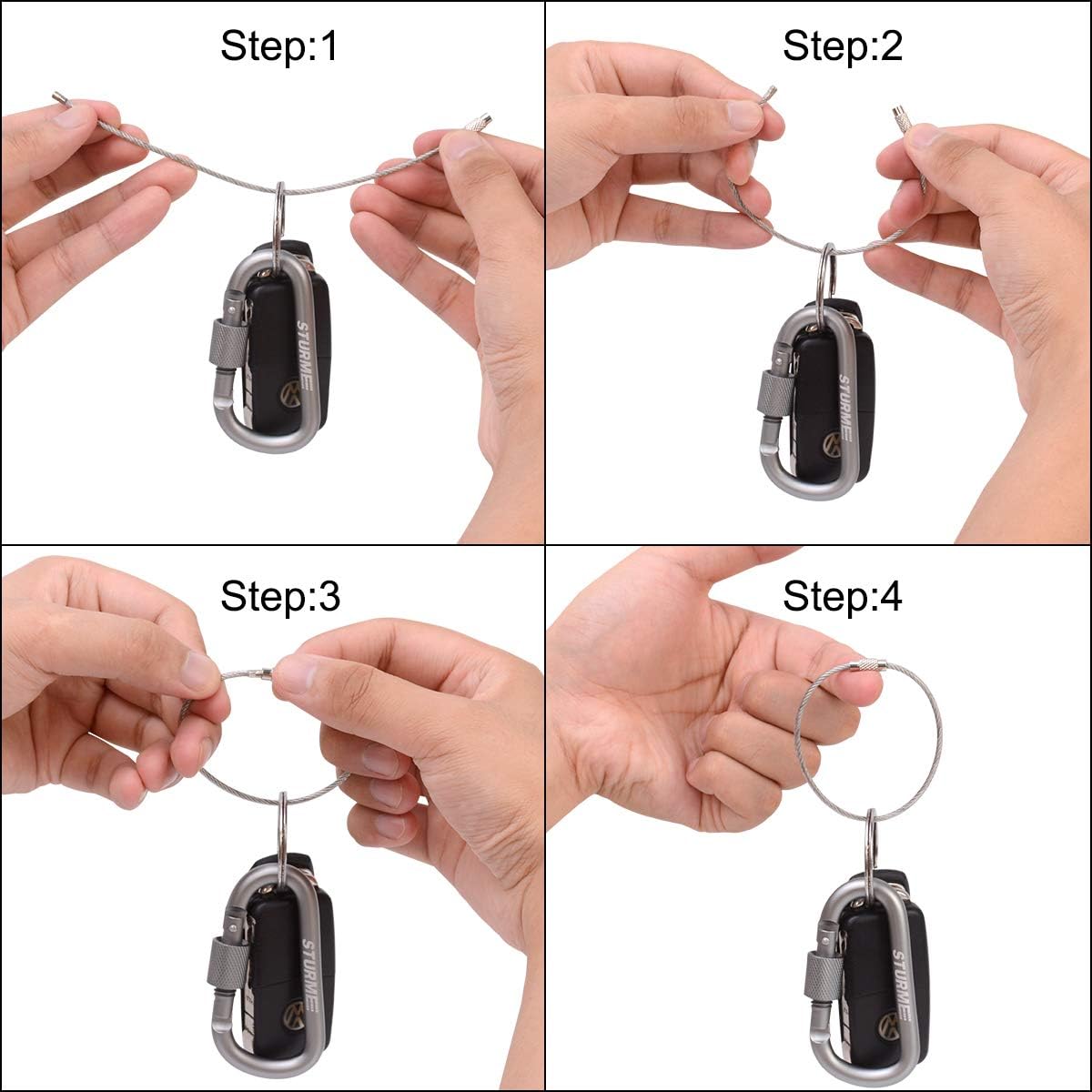 STURME Carabiner Clip 3“ Aluminum D-Ring Locking Durable Strong and Light Large Carabiners Clip Set for Outdoor Camping Screw Gate Lock Hooks Spring Link Improved Design Pack (Assorted 7 Pcs)