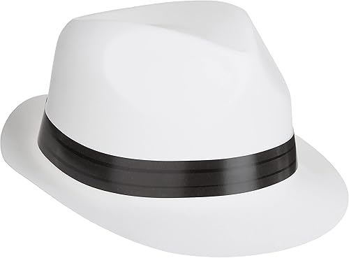 Beistle 60339-25 Sombreros de terciopelo Havana, talla única, blanco/negro, paquete de 12 piezas