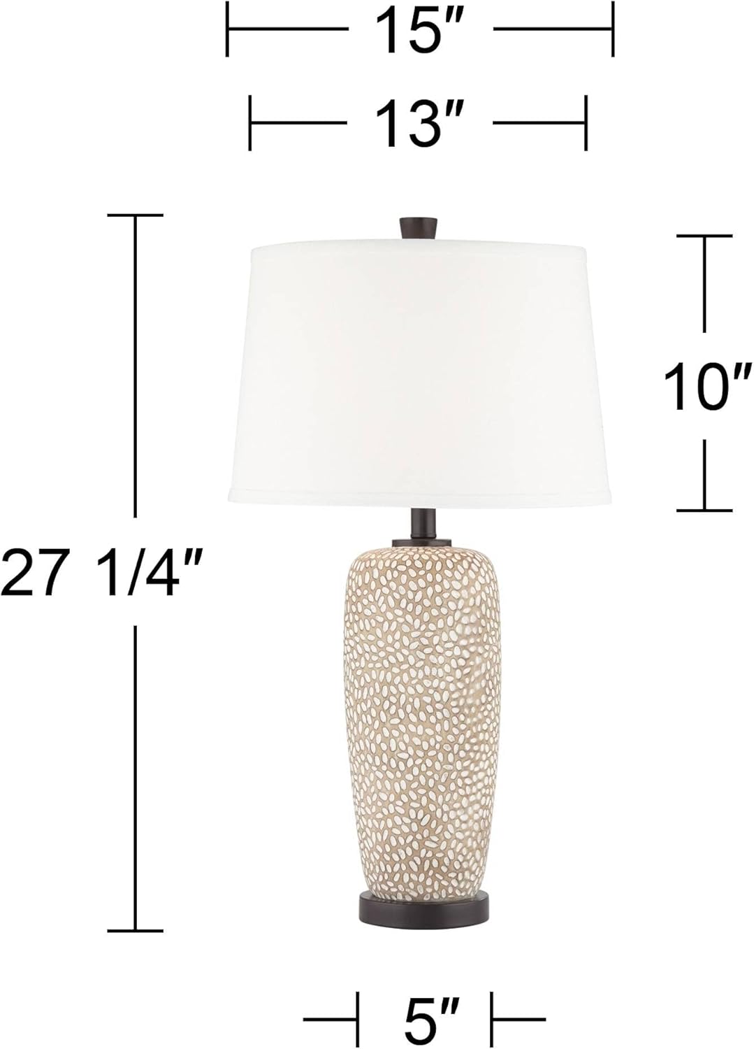 360 Lighting Anna 27 1/4" Tall Modern Coastal Table Lamps Set of 2 Beige Pebbled Fabric White Shade Living Room Bedroom Bedside Nightstand House Office Home Reading Kitchen Entryway Console Family