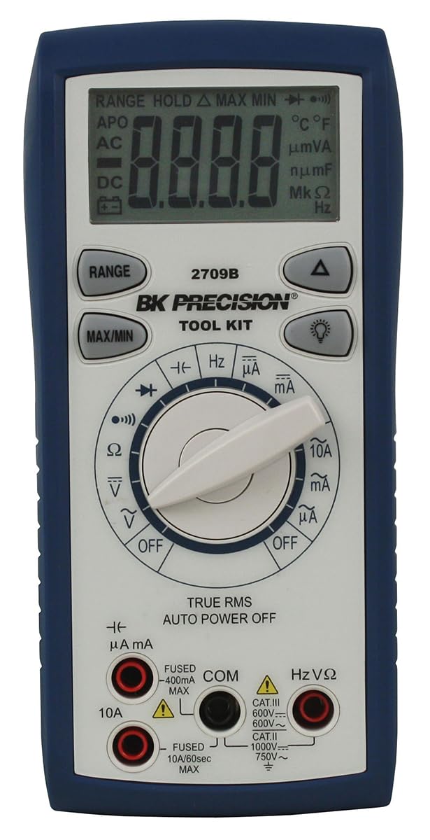 BK Precision 2709B Auto-Ranging, True RMS Digital Multimeter, 10 Amp, 750VAC, 1000VDC, 66 Megaohms, 66 Millifarads, 66 MHz