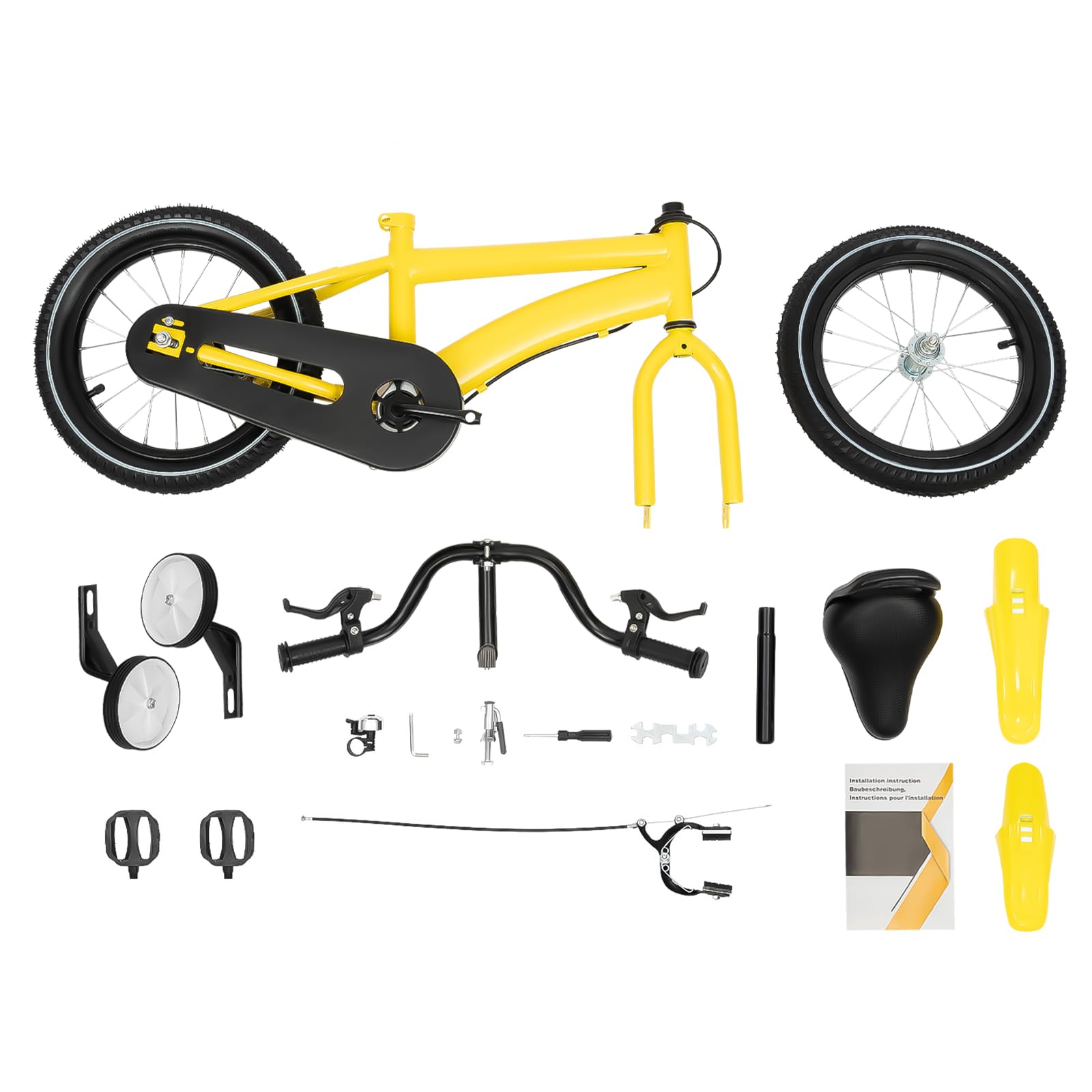 Bicicleta infantil para niños y niñas, altura regulable con ruedas estabilizadoras desmontables para niños de 5 a 8 años