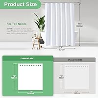 Vista 3 de Dynamene Cortina de Ducha Larga de Tela Blanca - Cortinas de Ducha de Tela de Nido de Abeja Texturizadas y Resistente para Baño, 256GSM Juego Grande