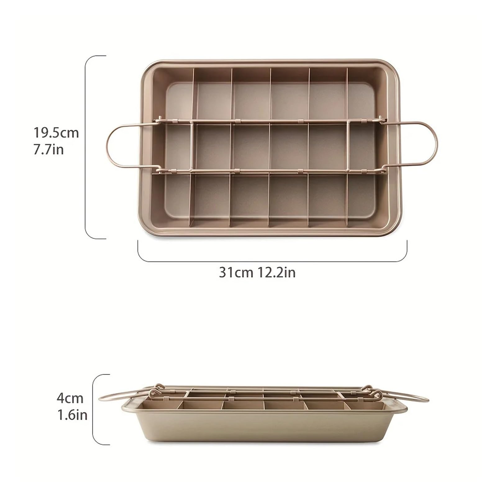 Generico 1 tortiera con divisori (12,2''x7,7'') Teglia quadrata antiaderente for pane in acciaio inossidabile