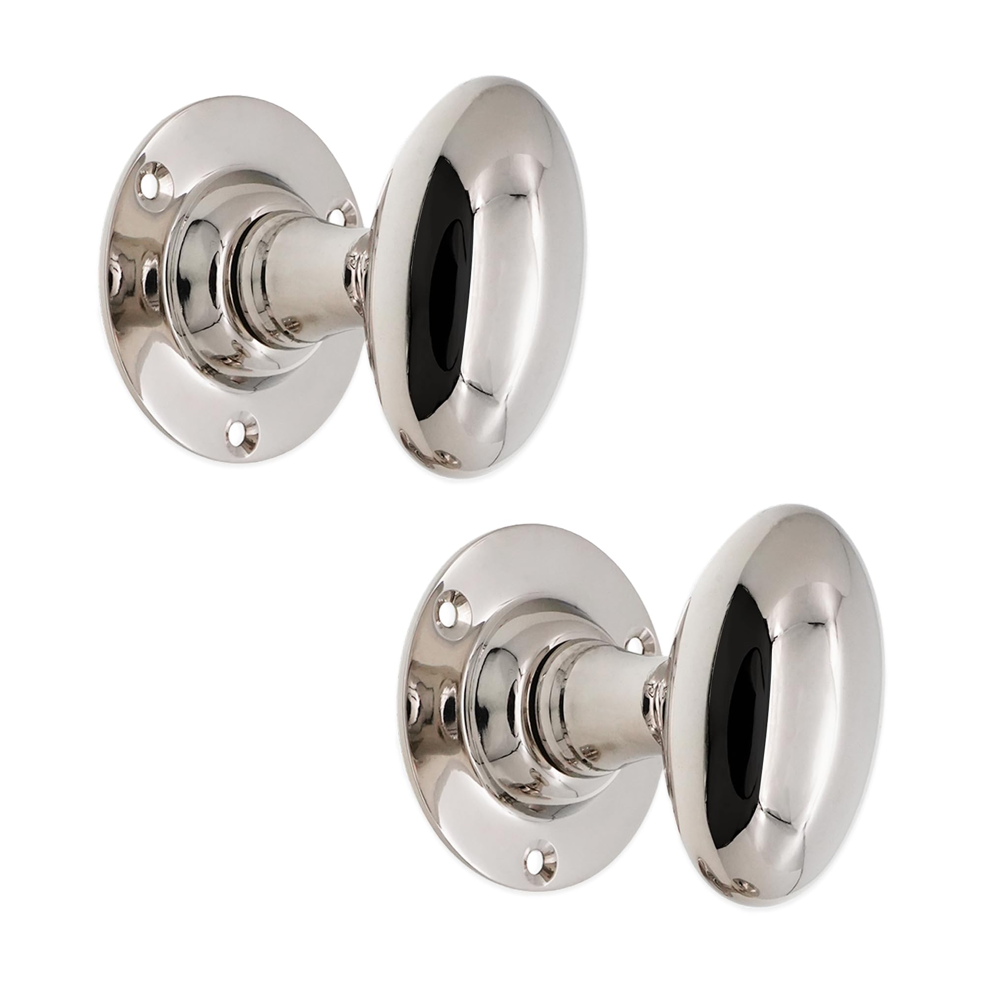 Infinity Decor Oval Mortice Door Knobs in Solid Brass- Victorian Period Style Door Pull Handles (Polished Nickel)