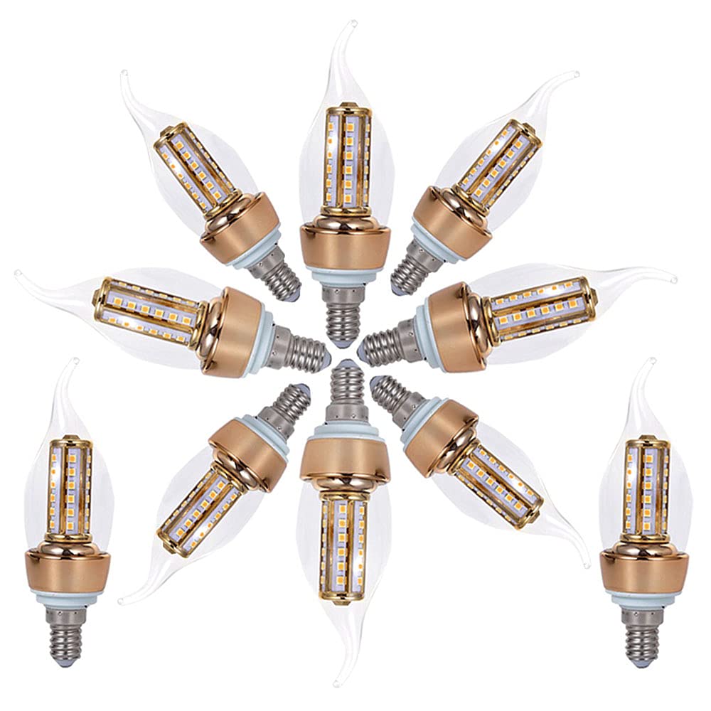Lampadine LED E14 8W 800LM,Equivalenti a una lampada alogena da 80W,40 lampadine SMD2835,Non Dimmerabili Bianco Caldo 3000K Edison piccole lampadine C35 a vite,confezione da 10