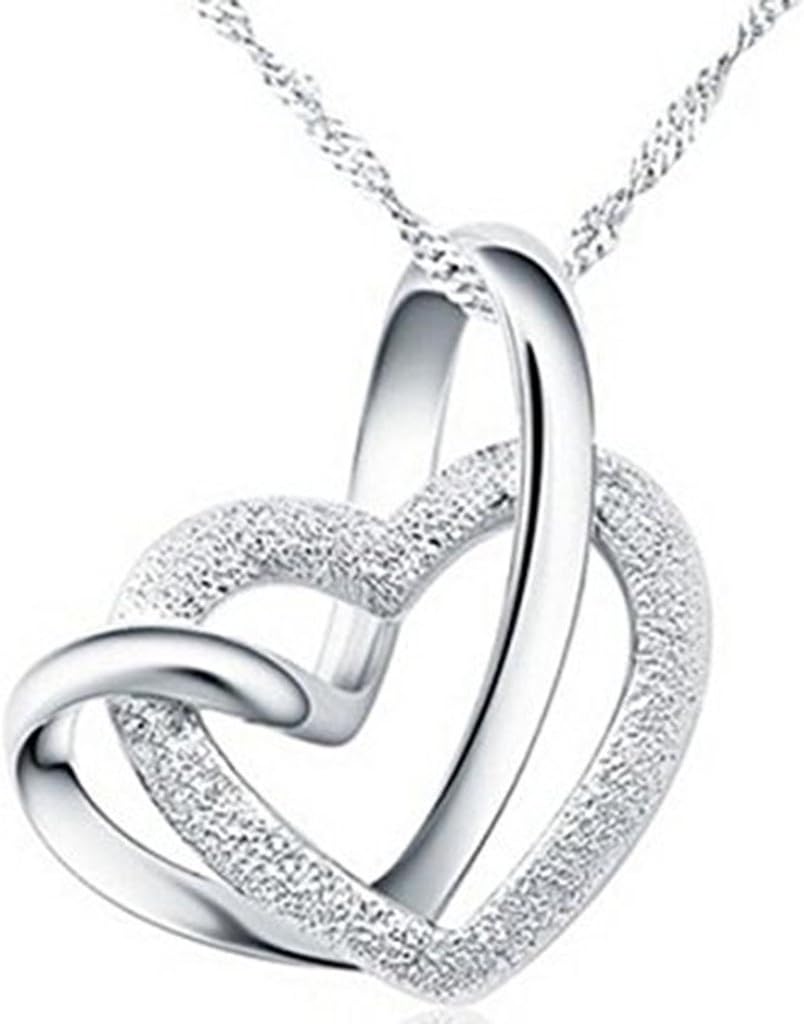 ELBONTEK 100% 925 Sterling Silver Loving You A Lifetime Interlocking Crafted Heart Shape Pendant Necklace for Women