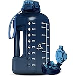 AQUAFIT 1 Gallon Water Bottle with Time Marker - Straw & Chug Lid - BPA Free Gym Water Bottle with Straw - Big Gallon Jug (Nebula, 128 oz - 2in1 Lid)
