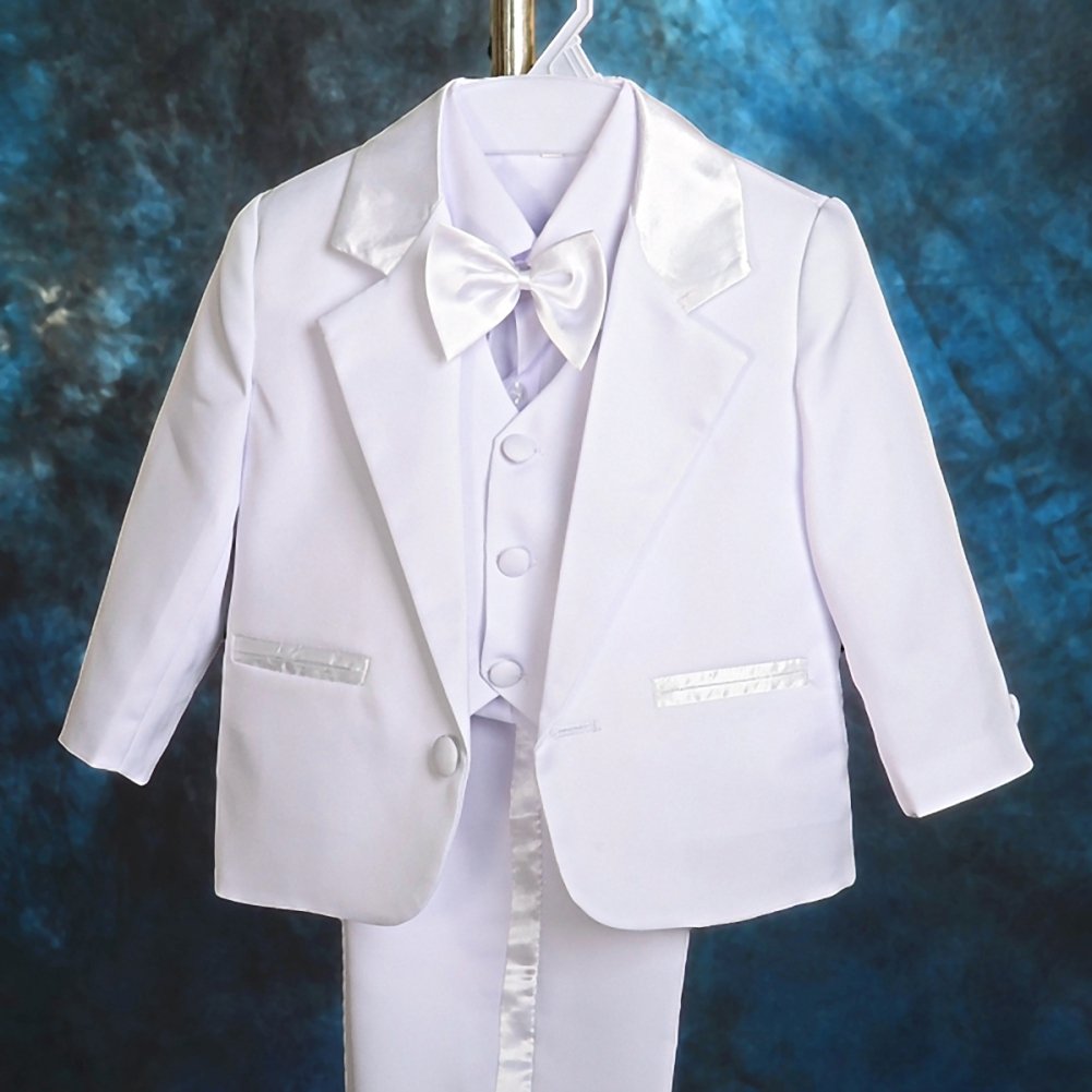 Lito Angels Trajes formales de esmoquin para bebé, para boda, bautizo, sin cola, conjunto de 5 piezas 022