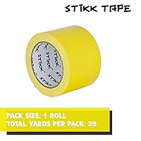 Vista 3 de STIKK Cinta de Conducto - Cinta de Pato Amarilla - 3 pulgadas x 25 yardas - Cinta Resistente para Reparaciones, Proyectos Domésticos - para HVAC
