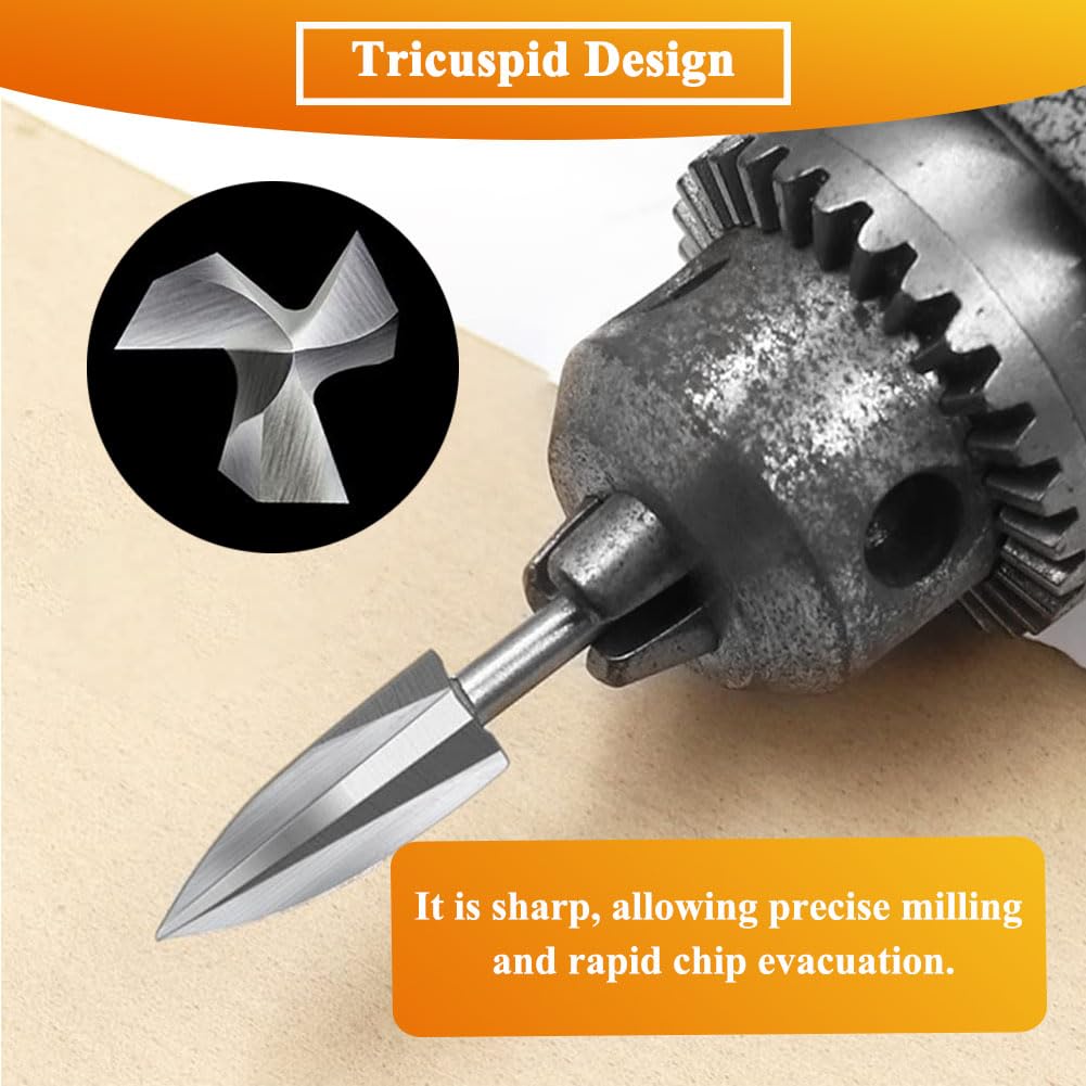 5PCS Wood Carving Drill Bits with 1/8'' Shank Woodcarving Drill Bit Set for Rotary Tool HSS Engraving Drill Accessories Bit Wood Carving Tools for DIY, Carving and Drilling