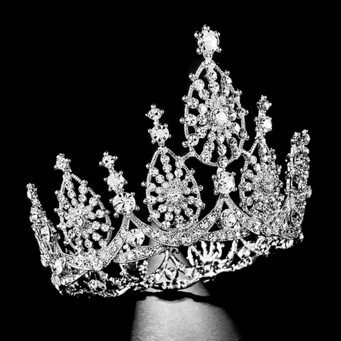 Wedding Tiara Crown Rhinestone and Alloy round Baroque Style Elegant Bridal Hair Accessories Headpiece Decoration for Women for Weddings and Parties
