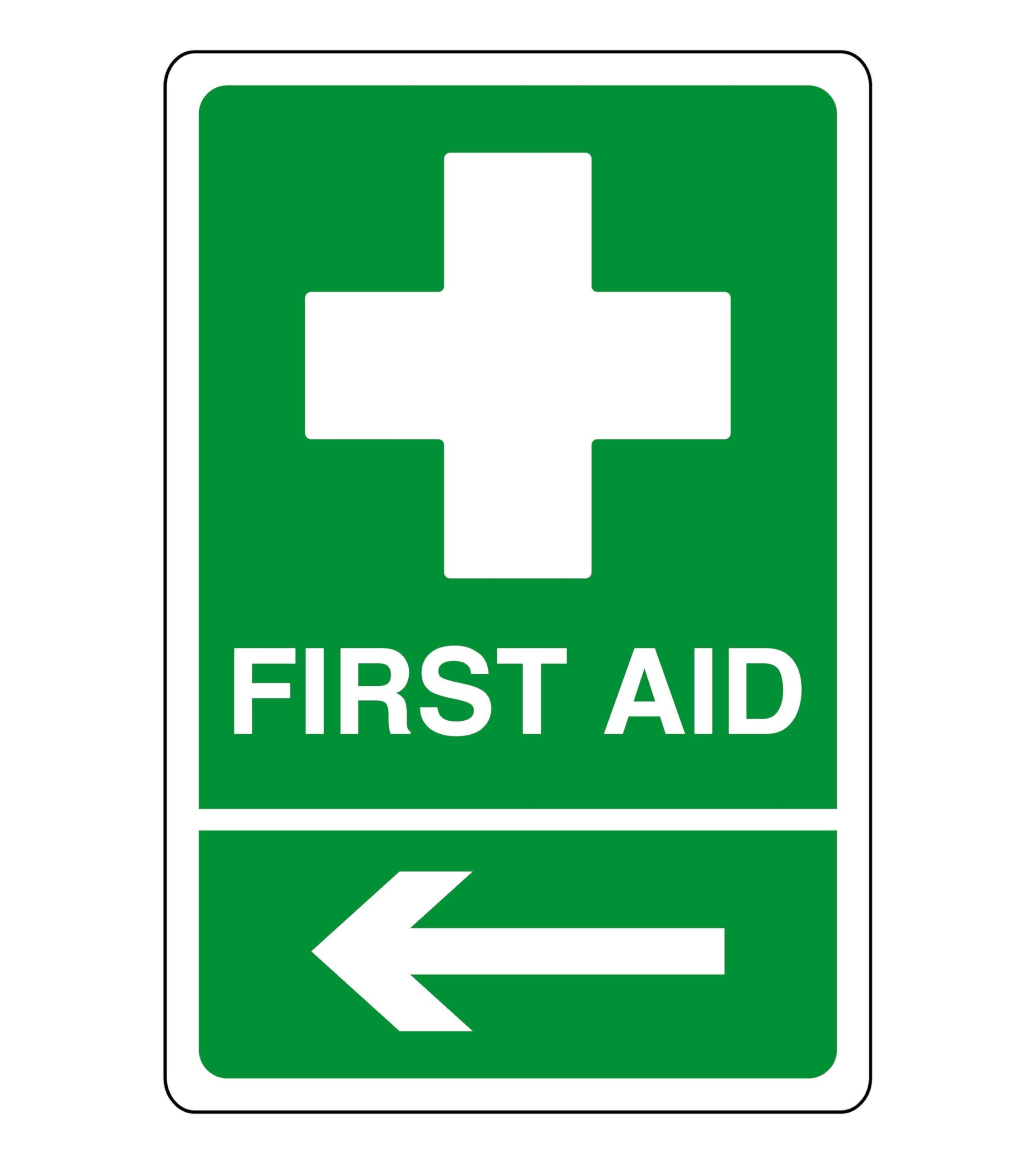 Safety First Display Ltd Green/White First Aid Arrow Left - Safety Sign - Aed Sign, First Aid Stickers, First Aid Kit - High Tack Self-Adhesive Sticker (300Mm X 200Mm) Viewing Distance Within 7M.