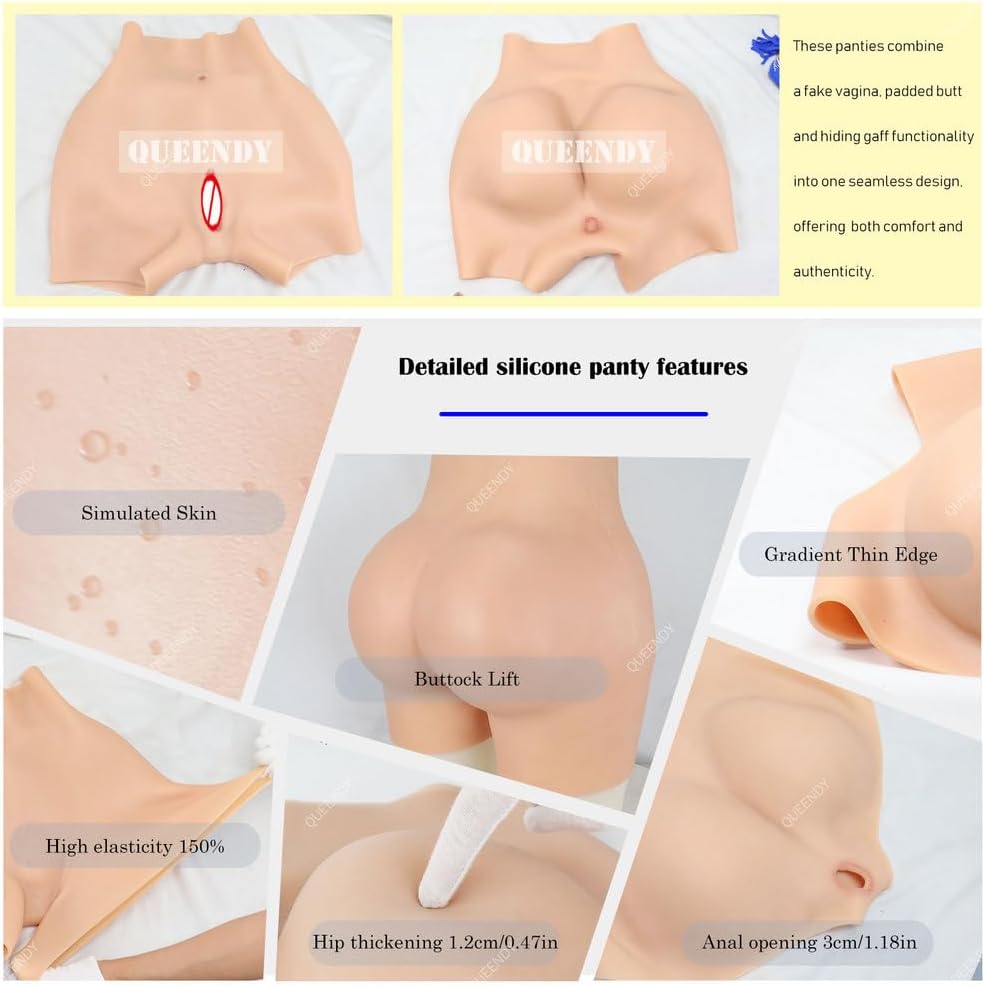Crossdressers Silicone Vagina Panties Shemale False Pussy Shorts Hips Lifter Realistic Sissy Boxer Briefs for Shemale