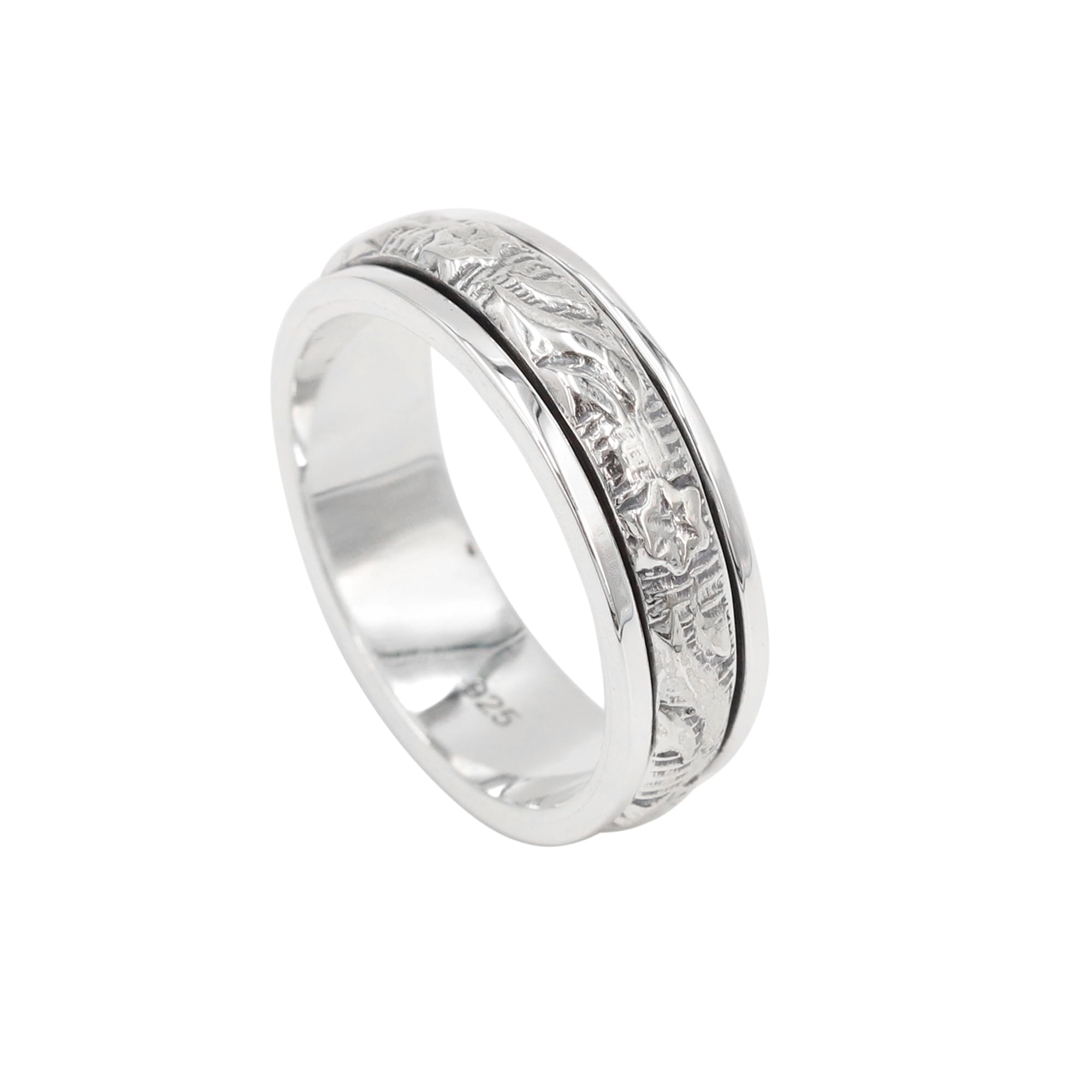 Spinner Ring for Women – 925 Sterling Silver Floral Engraved Fidget Ring, Elegant Gift for Her (8)