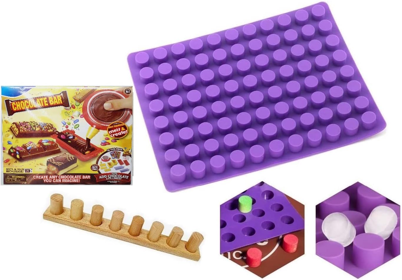 88 Cavities Mini Round Cheese Cakes Molds Baking Silicone Mold For Chocolate Truffle Jelly And Candy Ice Mold + Wooden Press With Free Animal Rice Mold