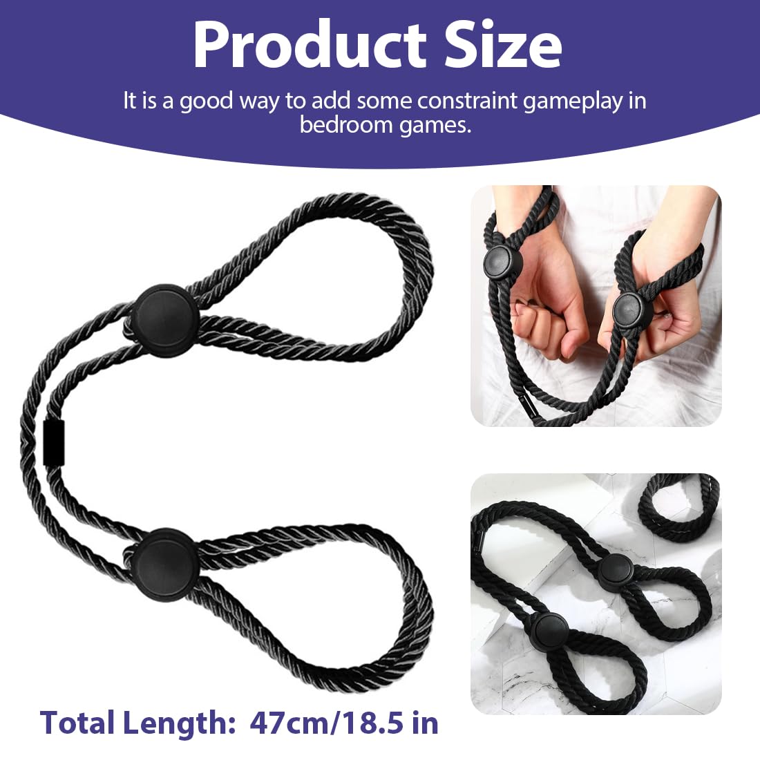 IKOPFLN 1 Pieza Esposas para Pareja,Cuerda de Nylon para Sexo Bondage, para Principiantes, Esposas Sexuales para Cama, Ajustables