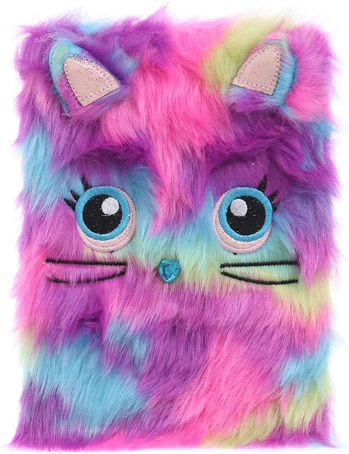 Newmere Fluffy Plush Cartoon Notebook Cute Diary Book Notepad Creative Travel Journal Book for Students Kitchen & Home