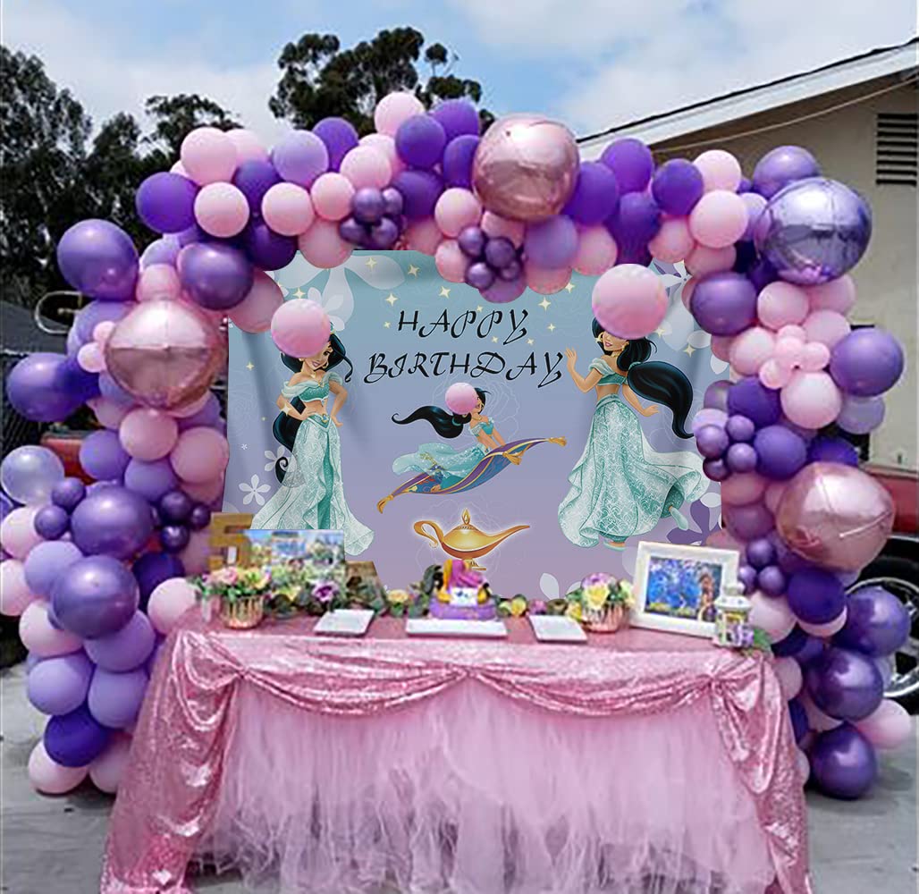 Blaue Prinzessin Jasmin Hintergrund Für Geburtstag – Aladdin-Thema 1,5x0,9 M Für Tisch- & Wanddekoration