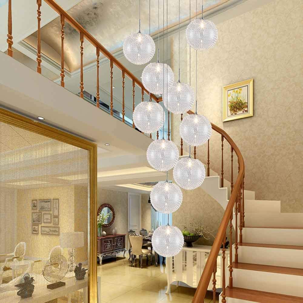 Lámpara de techo de 10 Luces con pantalla de Cristal, para escaleras largas, para restaurante, Sala de estar, Bar, cafetería, Moderna y sencilla, fabricada en China.