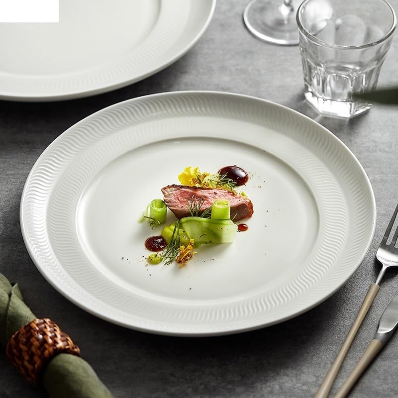 Talerze Obiadowe Ceramiczny Talerz Do Steków I Sushi Talerz Obiadowy Prosty Okrągły Talerz Stołowy Restauracja Jednolity Kolor Serwowanie Przekąsek Taca Deserowa Naczynia Do Gotowani8.5 Inch-One Size