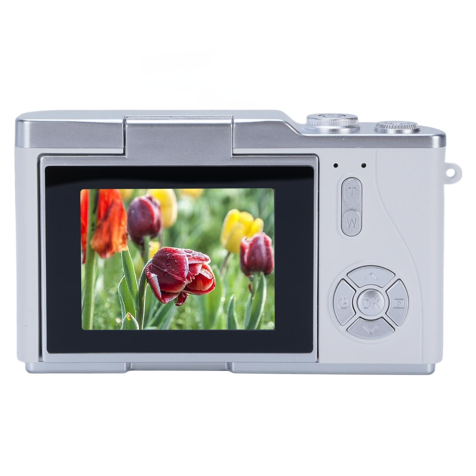 Fotocamera Digitale, Fotocamera Digital Point & Shoot Digital Point e Shoot HD 1080p con Schermo di Ribaltamento HD da 2,4 Pollici, Luce di Riempimento a LED Integrato, Zoom