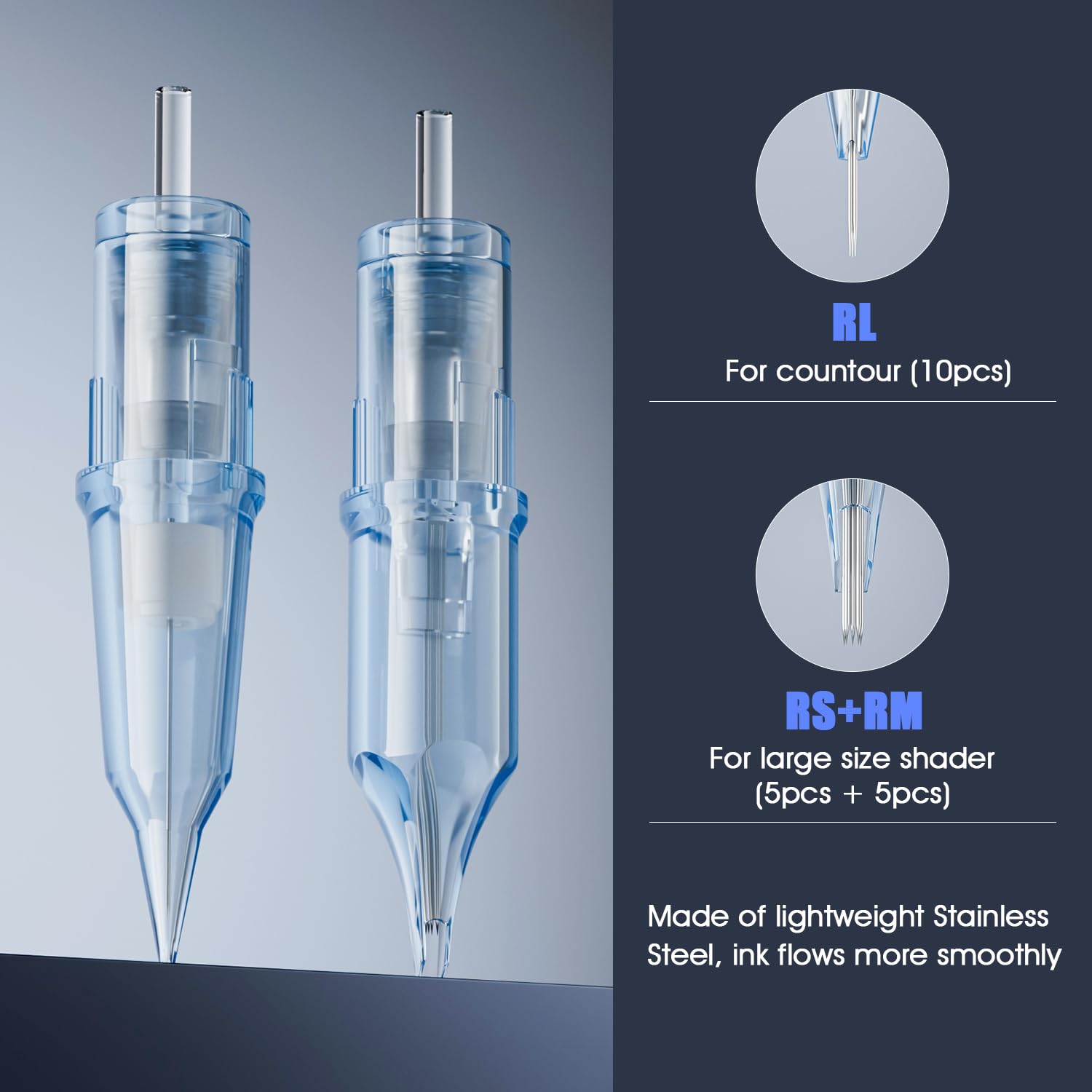Biomaser Komplettes Kit mit 2200mAh Batterie Wireless Rotary Pen 20 Stück Kartuschen-Nadeln Digitales LED-Pen-Maschine 4,5 mm Hub Länge Kabelloser Maschinen-Pen für Anfänger