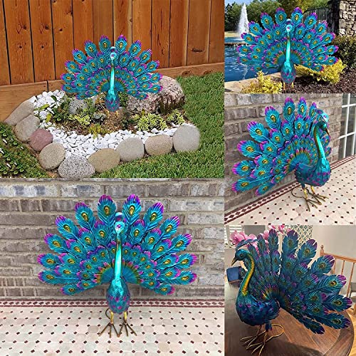 Hombom Beautiful Metal Peacock Statue Outdoor Decor, Diy Metal Peacock Art Decor, Metal Peacock Yard Art Lawn Decoration Outdoor Sculpture #TOP4