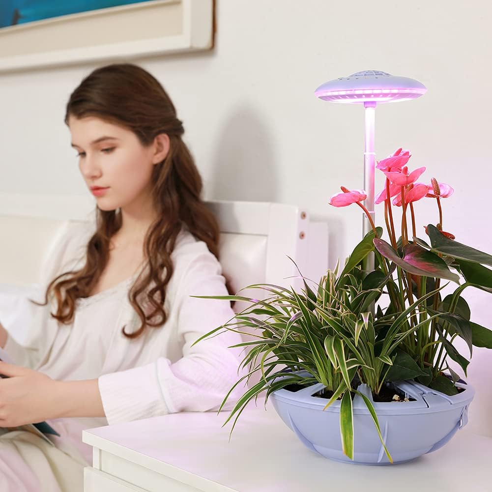 Hydroponics Growing System Indoor Herb Garden Kit with LED Grow Light Smart Garden Planter Easy Panel Control Germination Kit Height Adjustable Ideal for Sprout Indoor Planting Blue (Blue)