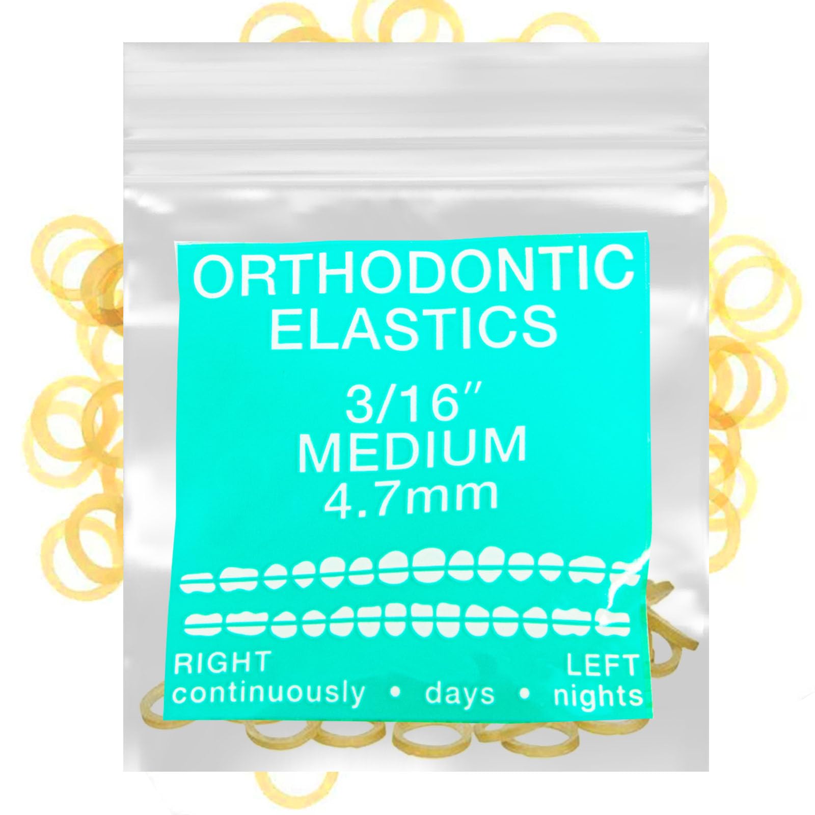 Amber Latex 100 counts, Intraoral Elastic Bands Orthodontic Elastics Dental Rubber Bands Made in US Medium 3/16'', Amber Latex