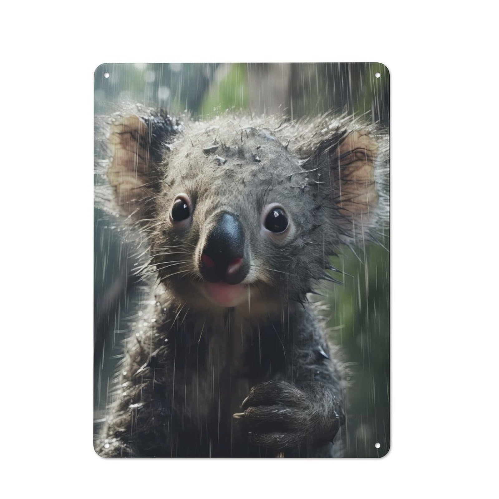 Junmoney Wet Koala Closeup Vintage Metal Sign 40X30cm For Dining Room Or Kitchen, Suited To Home Decor Collectors