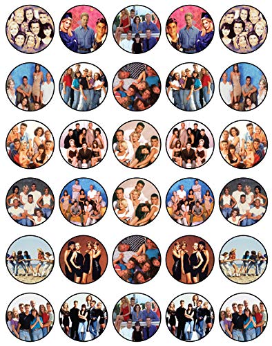 30 x Edible Cupcake Toppers Themed of 90210 Collection of Edible Cake Decorations | Uncut Edible on Wafer Sheet