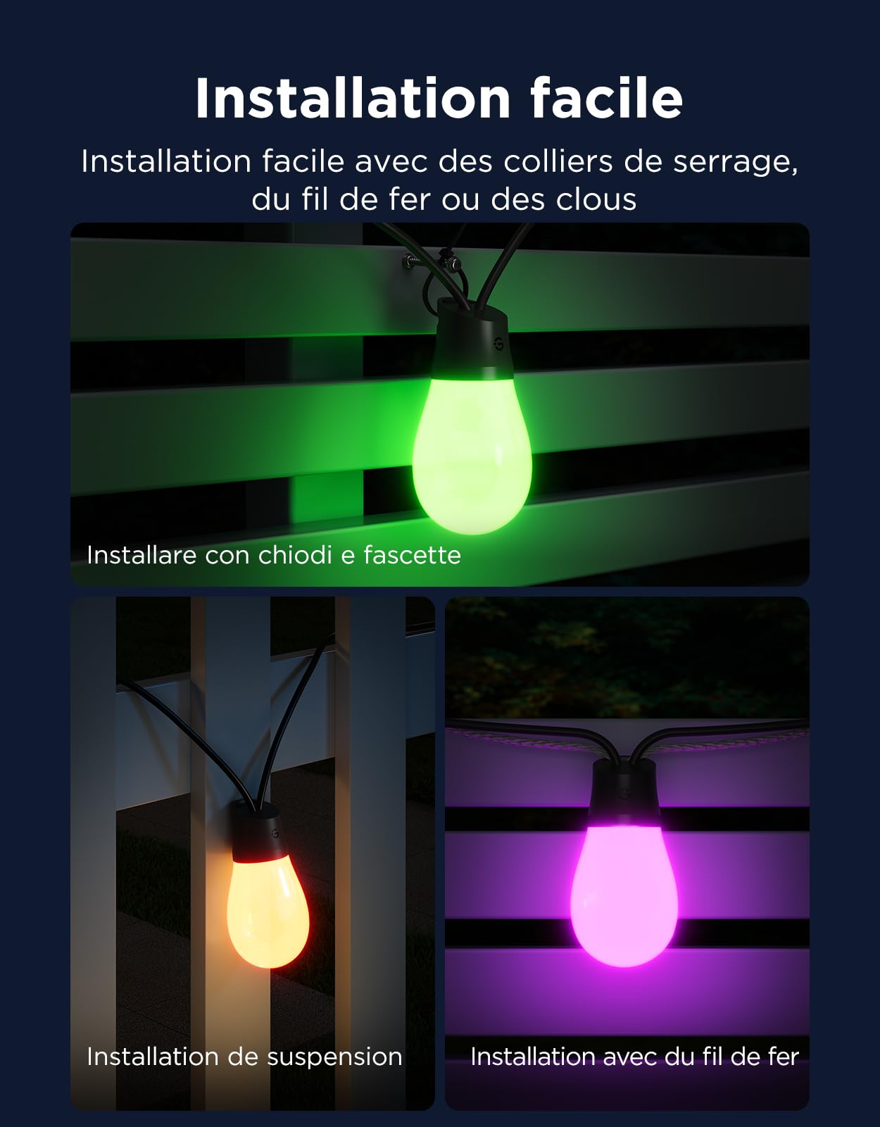 Govee Guirlande Extérieure 15M, RGBICW 65lm par LED, Contrôle APP, IP66 | 16M Couleurs DIY, 111+ Modes de Scène, Synchro Musique, Matter/Alexa/Google, 25000h, Install. Facile, Jardin/Balcon/Terrasse