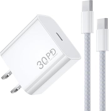 30W Phone Charger for iPhone 17 Air - Apple USB C Fast Charger Block with Original Braided 6FT USBC Cable Fast Charging for iPhone Air/17/17 Pro/17 Pro Max//16/16e/15